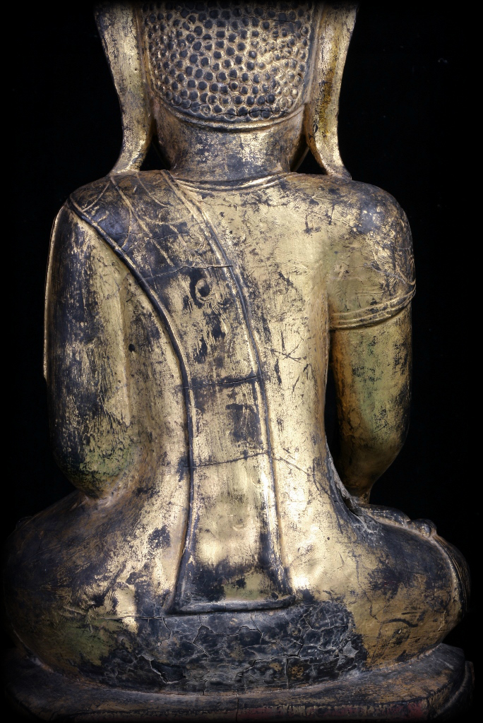 Extremely Rare 18C Wood Burmese Shan Buddha #A046